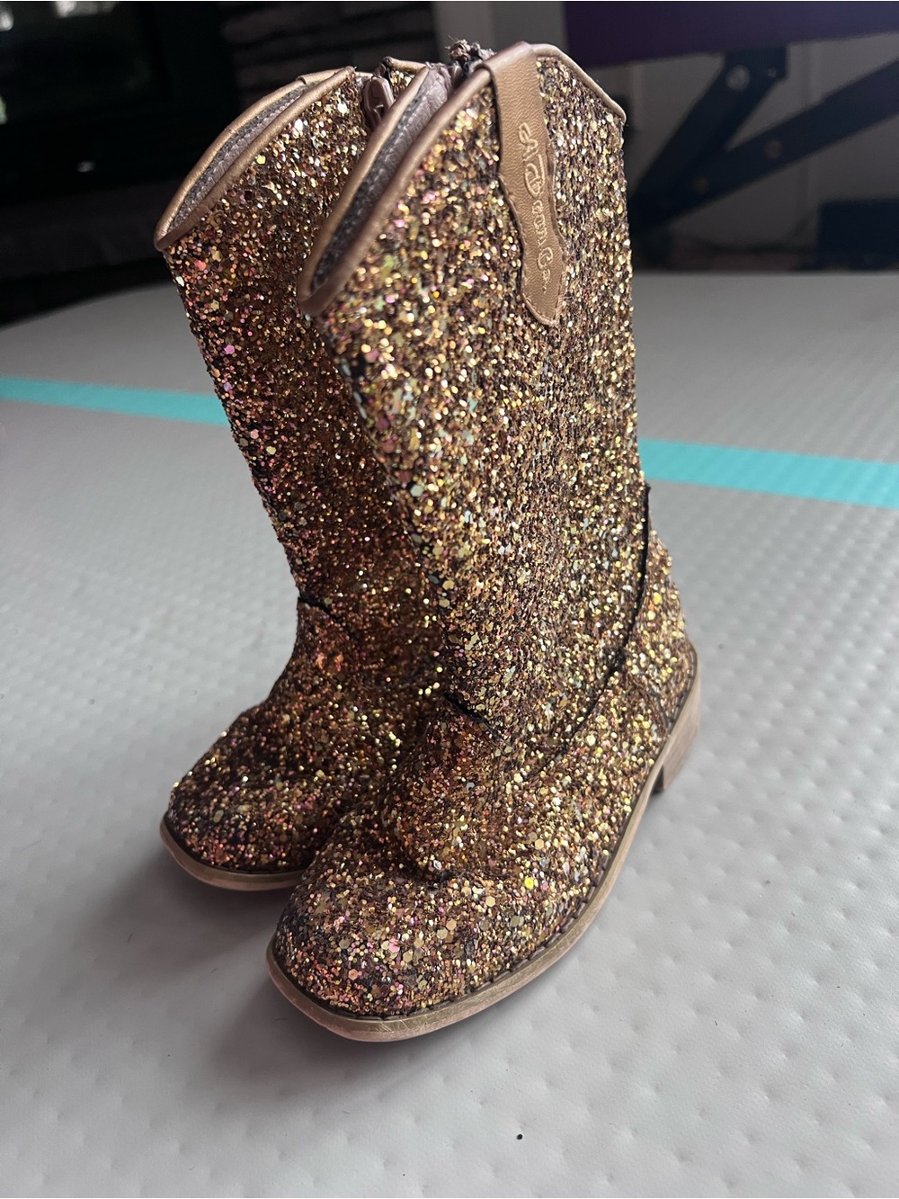 Kids Glitter Cowboy Boots - Gold